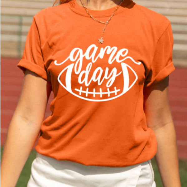 Orange Match Day Football Womens Printed Wear T Shirt Slim Fit Pullover Casual Polyester