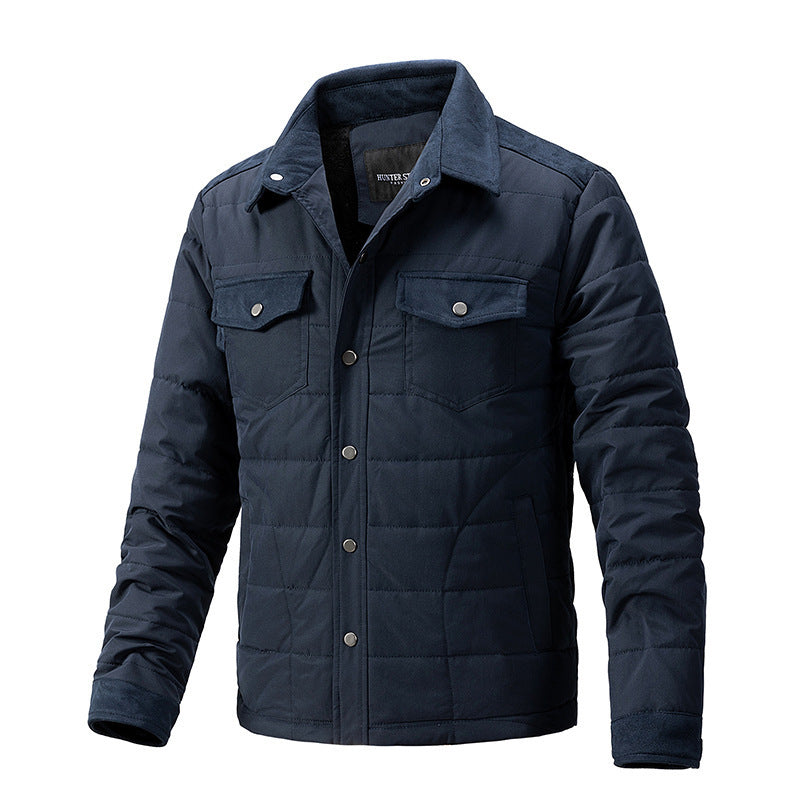 Casual Fall Winter Men Lapel Plaid Coat