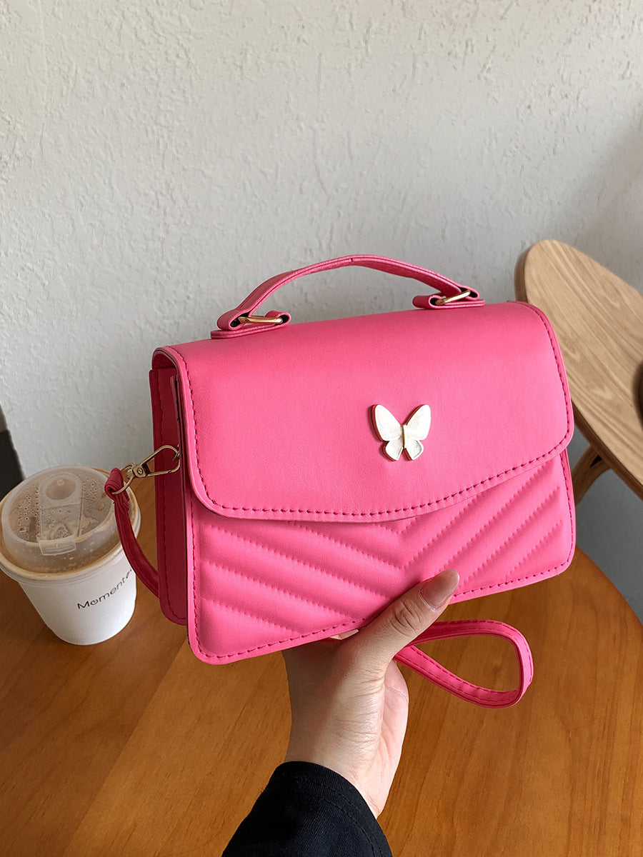 Four Seasons Trendy Joker Womens PU Leather Bow Accent Horizontal Square Tote Bag In Multiple Colors