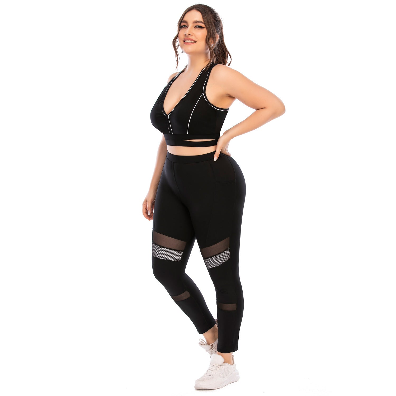 Plus Size Workout Set For Women Moisture Wicking Yoga Wear Tights And Pants For Gym Fitness Training