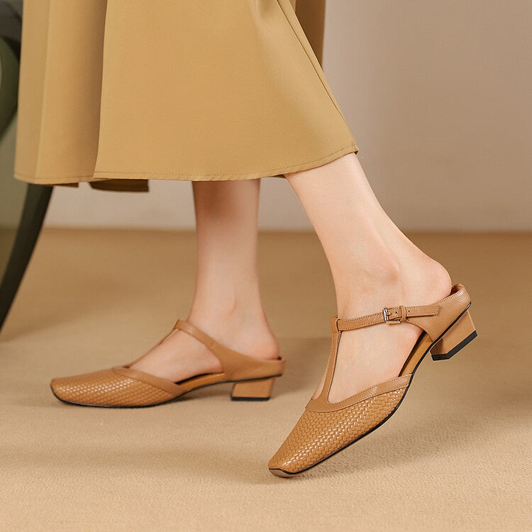 Women's Elegant Retro Soft Bottom Square Toe Sandals - Color-Blocking Summer Shoes