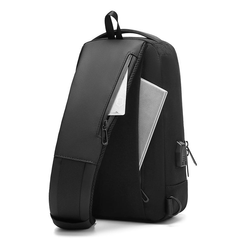 Waterproof Shoulder Bag Large Capacity Outdoor Black Oxford Cloth Travel Bag Hiking Everyday Use