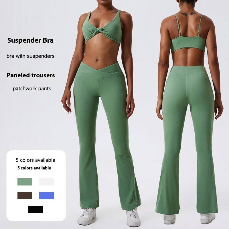 Women's Outdoor Sports Yoga Suit Set Slip On Two Piece Hot Pants Workout Wear Nylon Blend For Active Women