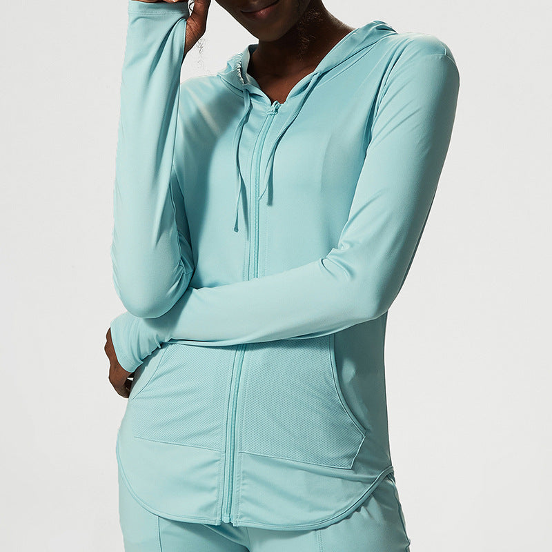 Womens Thin Quick Dry Long Sleeve Sports Top For Running Workout Yoga Black Orange Cyan