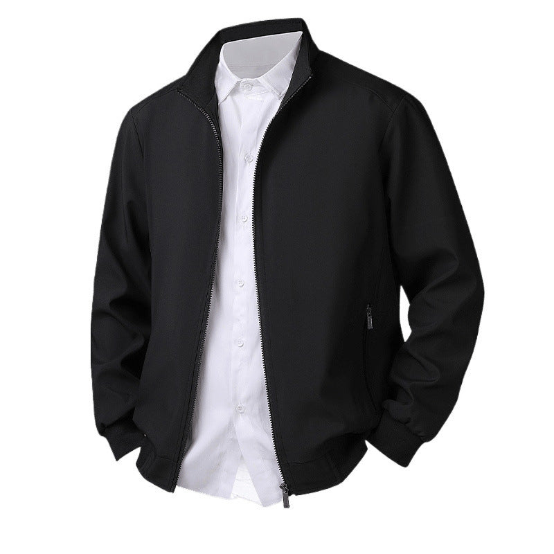 Plus Size Men's Spring Long Sleeve Stand-up Collar Jacket