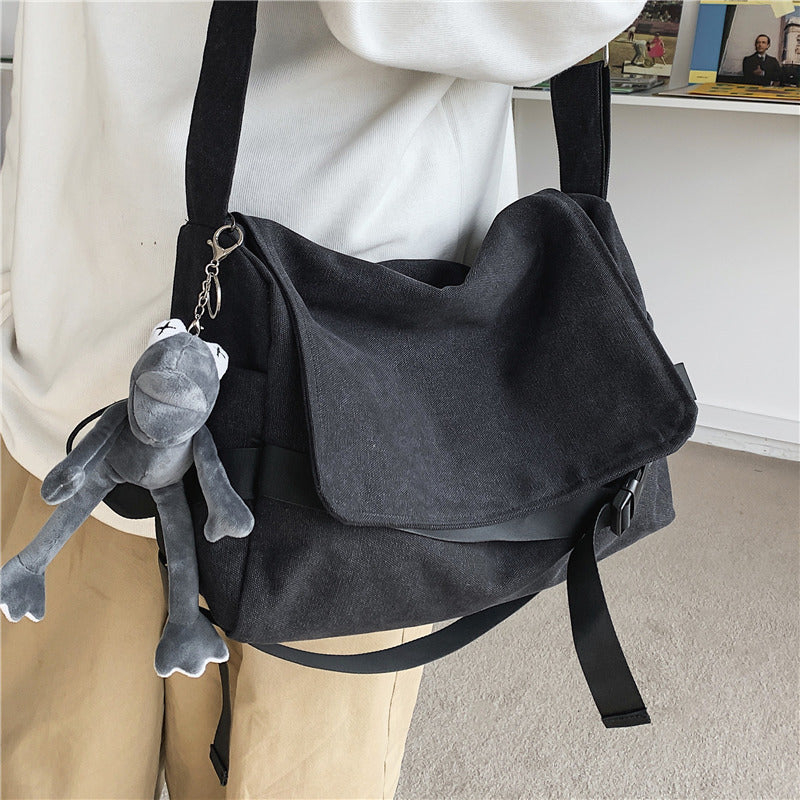 Mens Large Capacity Messenger Bag For Casual Student Book And Travel Shoulder Bag Canvas Lining