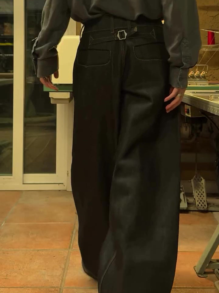 Classic Pocket Denim Wide-Leg Pants