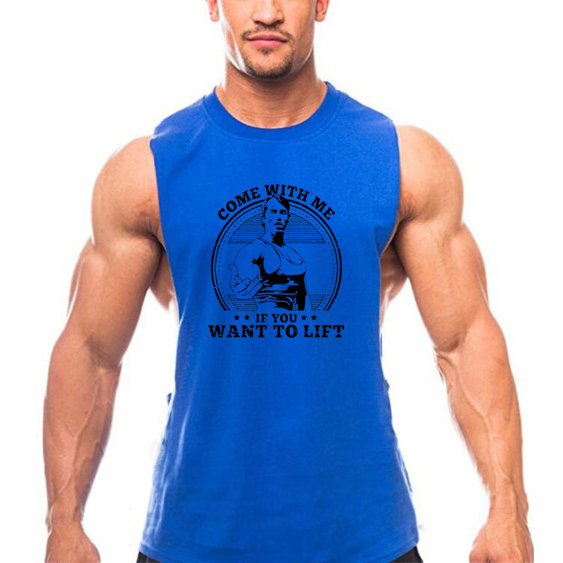 Mr Bodybuilding Mens Cotton Sports Vest For Workout Loose Fit Round Hem Active Fitness Top