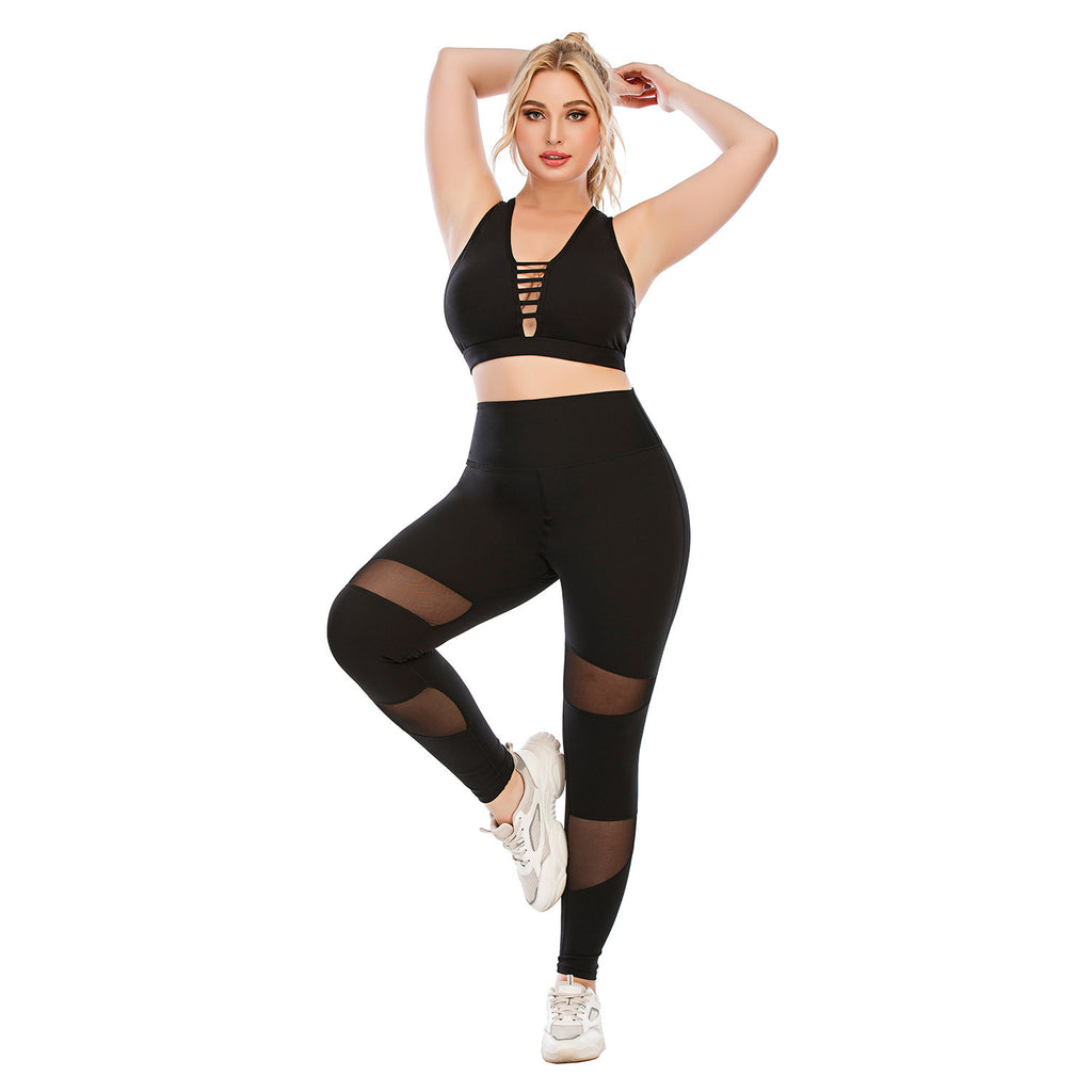 Plus Size Yoga Set For Women Tight Fit Workout Clothes Nylon Polyester Athletic Wear