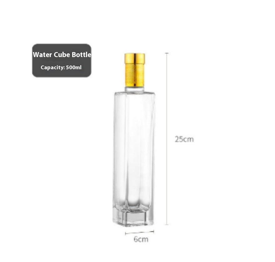 Guanshan Glass Wine Bottle Thick Bottom 500ml Transparent Yellow Simple Style Fire Extinguisher Bottles