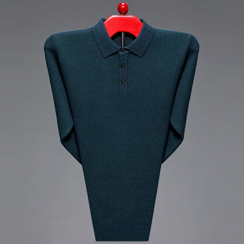 European And American Thickened Solid Color Polo Collar Knitwear Sweater