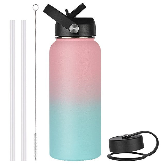 Vacuum Stainless Steel Large Capacity Water Bottle 1L 2L Black Blue Gradient Powder Blue Gradient Black Gray Gradient