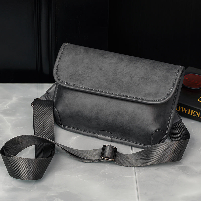 Premium Leather Plaid Check Shoulder Bag For Men Urban Street Style Crossbody Bag