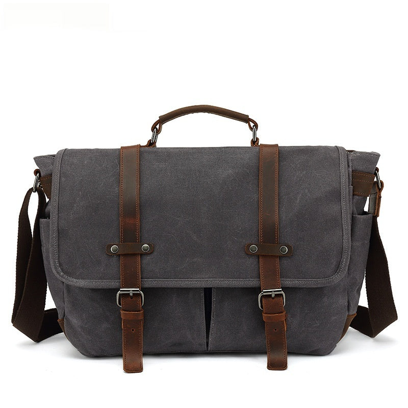 One Shoulder Retro Camera Wind Waterproof Waxed Canvas Crossbody Bag for Men 14 Inch Khaki Black Army Green Dark Gray