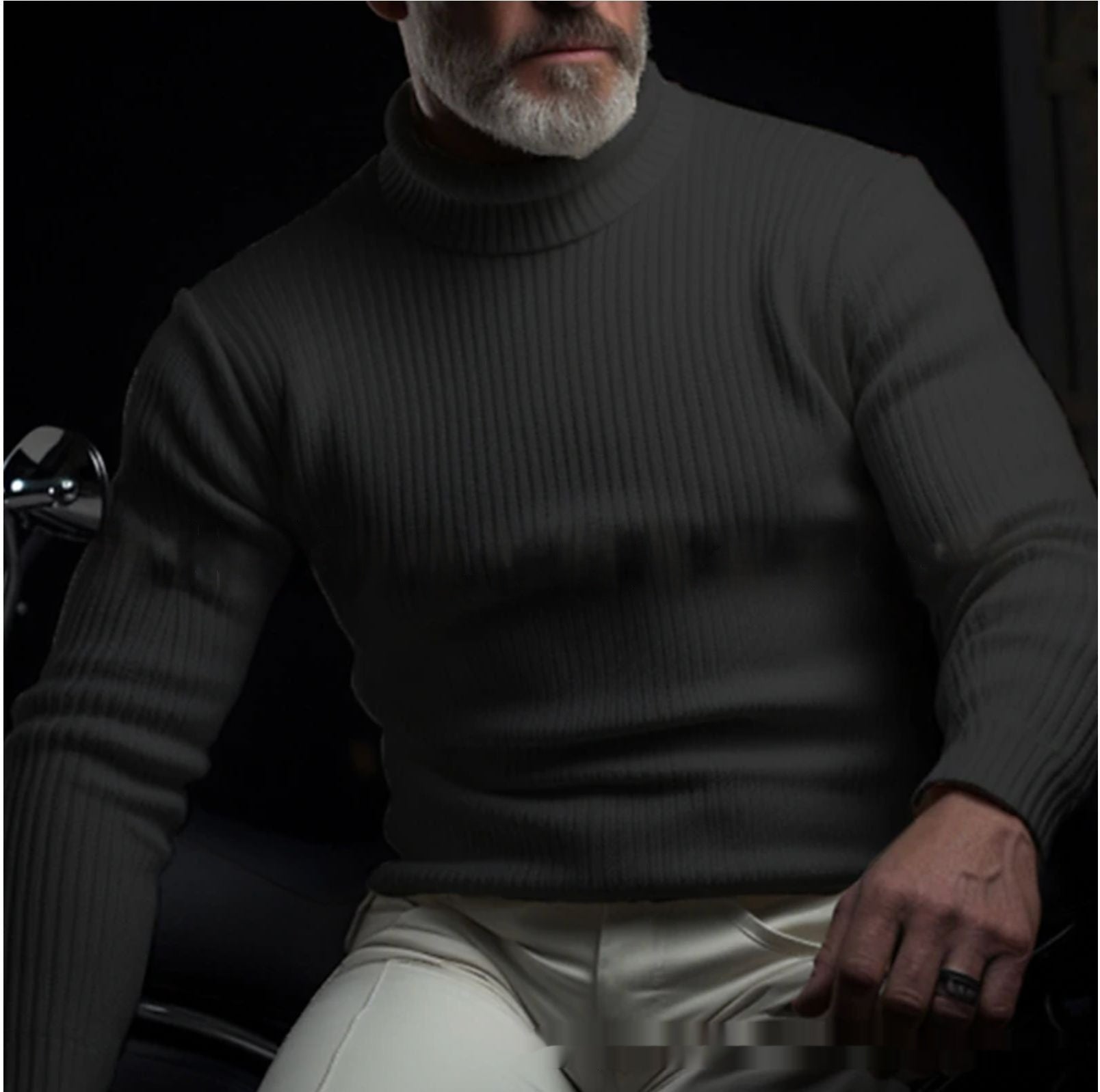 Men's Solid Color Long Sleeve Turtleneck Sweater