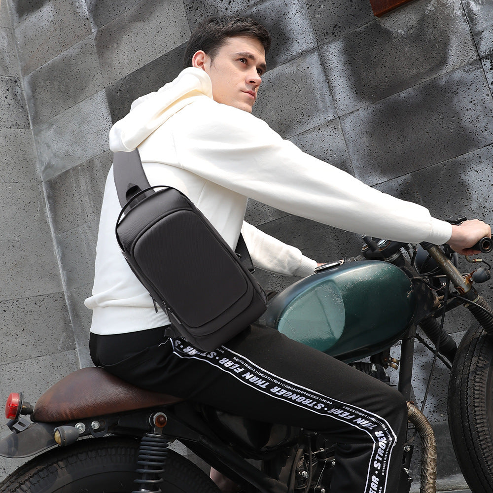 Men's USB Charging Crossbody Bag for Sports and Everyday Use Black Polyester Shoulder Bag