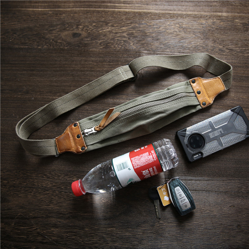 American Retro Military Style Chest Bag Distressed Canvas Green For Men Ultra Light Anti Theft