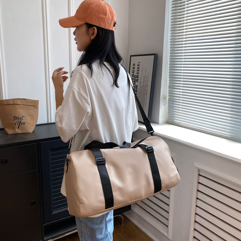 Portable One Shoulder Luggage Bag Storage Organizer Waterproof PU Travel Bag With Dry Wet Separation