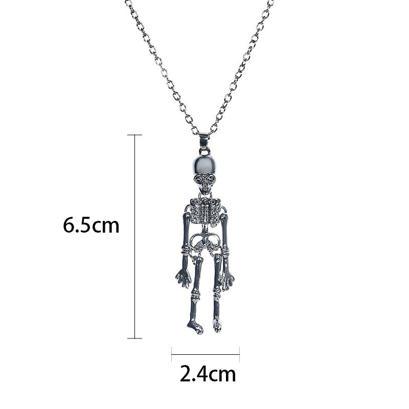 Halloween Gothic Skull Bat Pumpkin Pendant Necklace - Spooky Jewelry