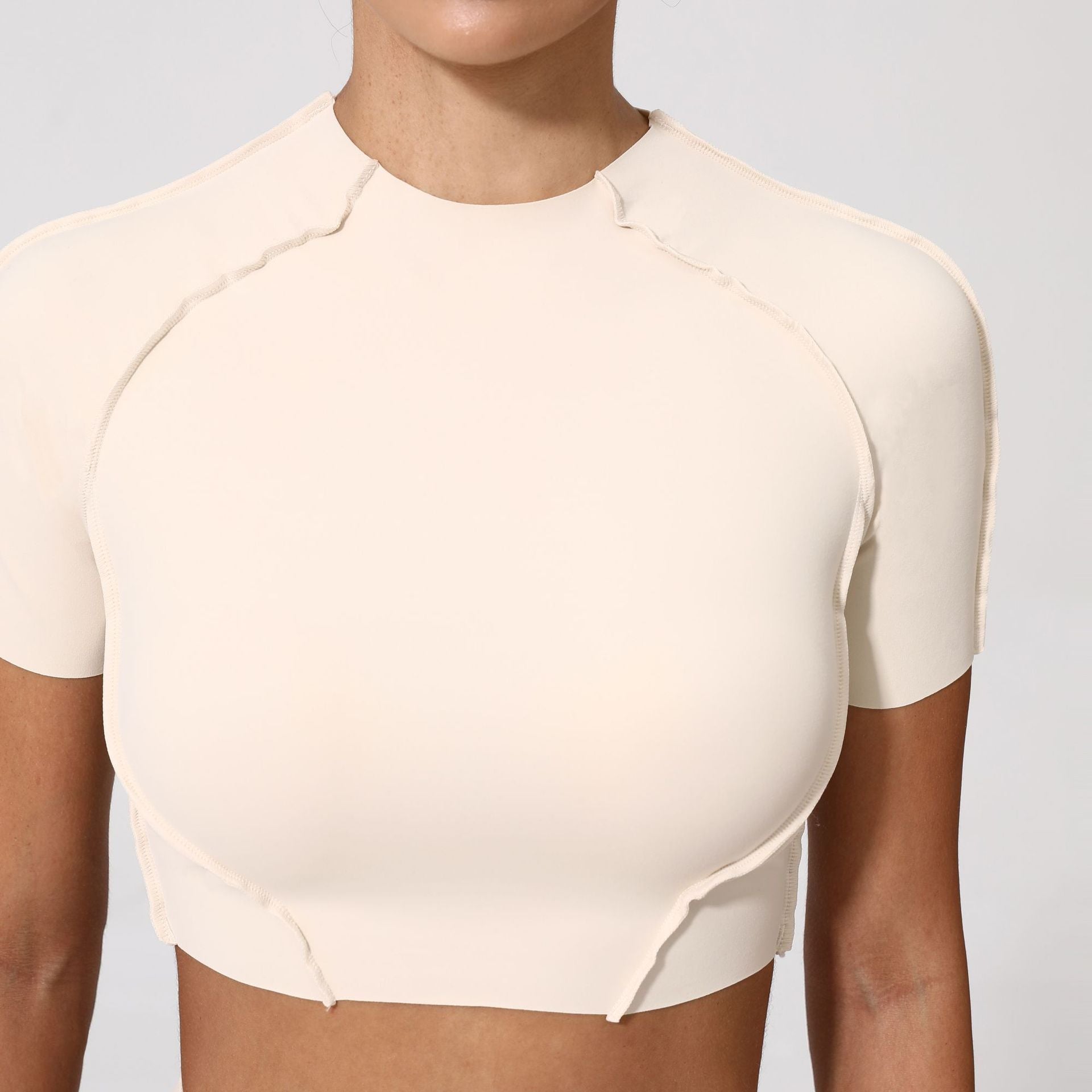New Yoga Wear Women Without Chest Pad Flattering Short Sleeve Top