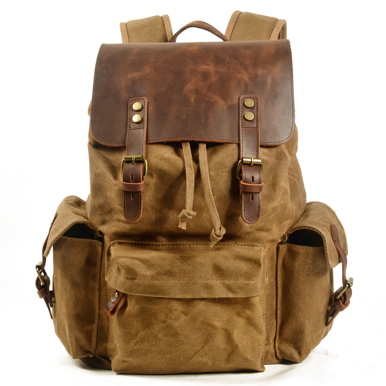 Men's Canvas Casual Backpack Oil Wax Laptop Travel Bag Muchuan 20 to 35L European Retro