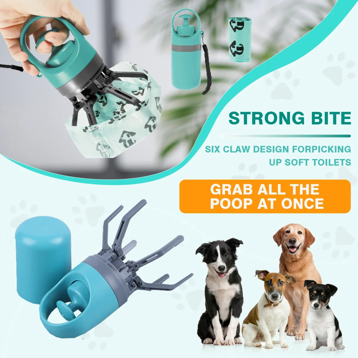 New Portable Dog Pooper Scooper And Cat Waste Bag Dispenser Outdoor Cleanup Kit ABS Plastic With Roll