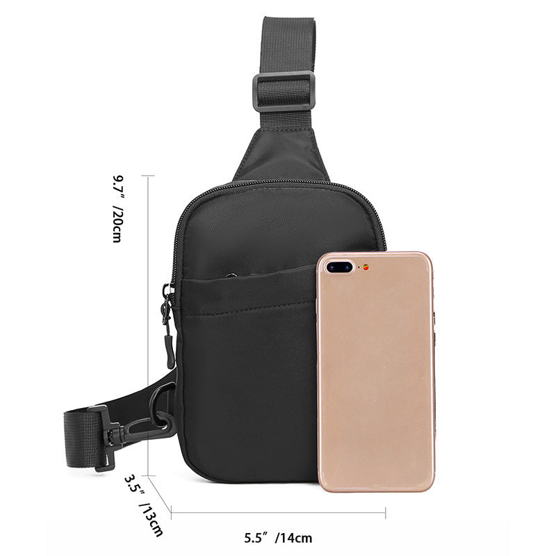 Mens Summer Sports Casual Chest Shoulder Bag Waterproof Oxford Cloth Black Crossbody For Leisure Travel