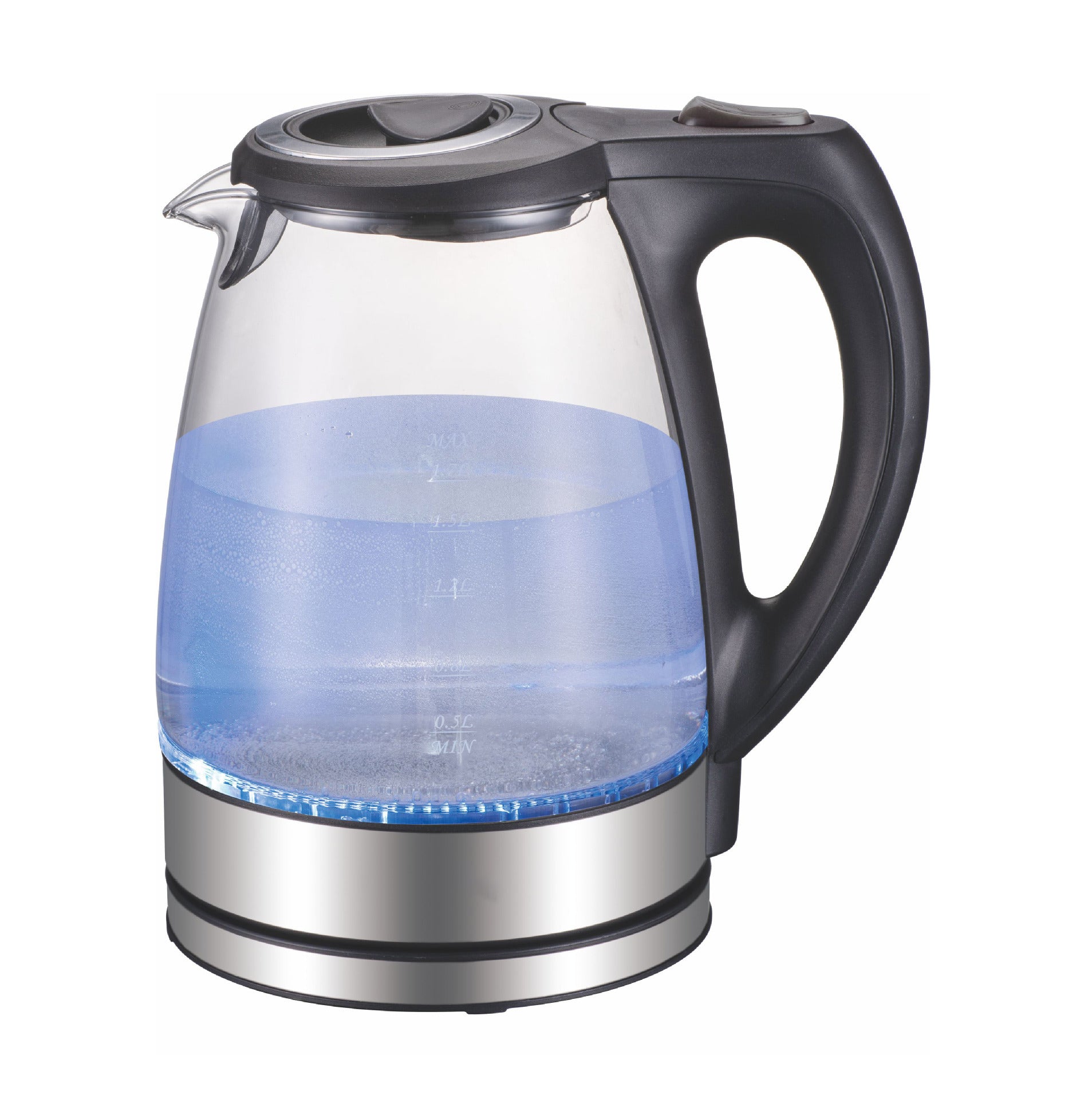 High Borosilicate Glass Blue Light Electric Kettle Boils Water Fast With Anti Dry Burn 1500W Included 2000W Max
