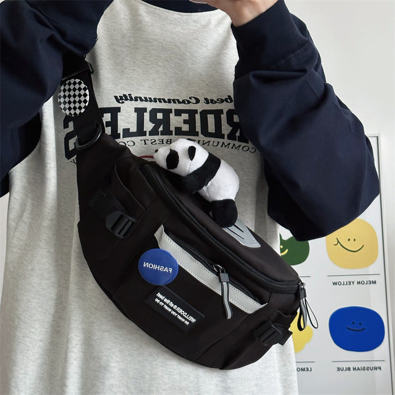 Chest Bag For Men Large Capacity Crossbody Oxford Cloth Sports Bag White Gray Black