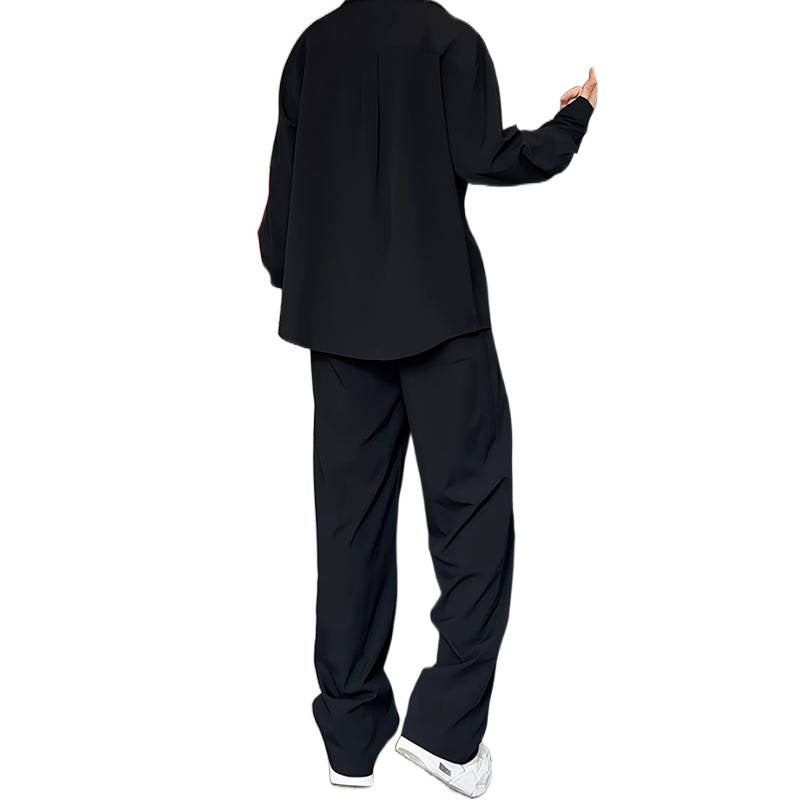 Long Sleeve POLO Shirt Trousers Suit Men's Casual