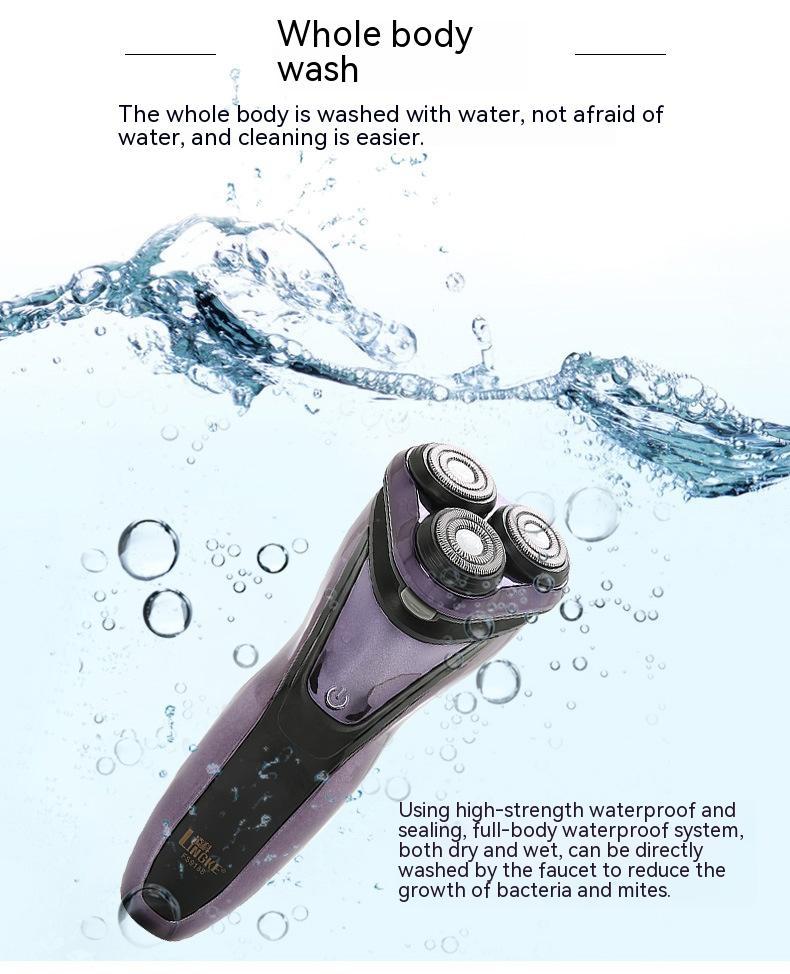 Electric Men's Shaver - Fully Washable USB Rechargeable Car Adapter