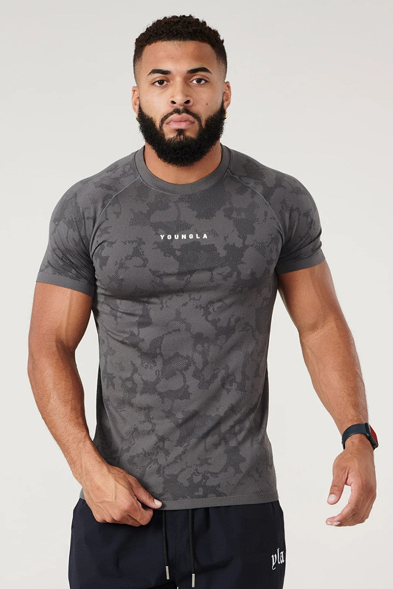 Mens Camouflage Milk Silk Workout T Shirt For Men Breathable Sports Tee Moisture Wicking