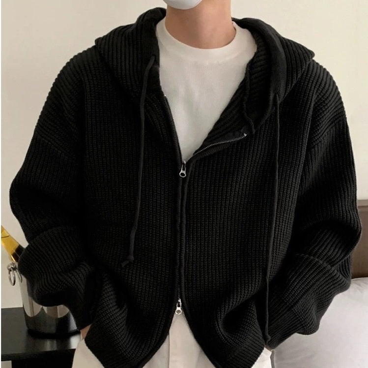 Idle Style Hooded Sweater Coat Men's Loose High Sense