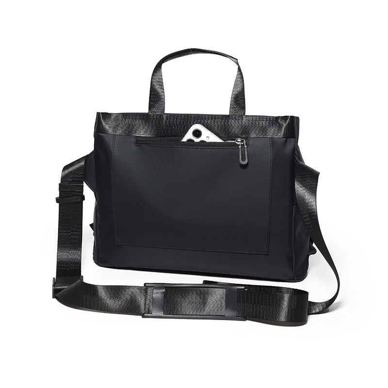 Waterproof Wear Resistant Crossbody Bag For Men Leisure Travel Small Square Cycling Bag With Nylon Lining Black And Gray