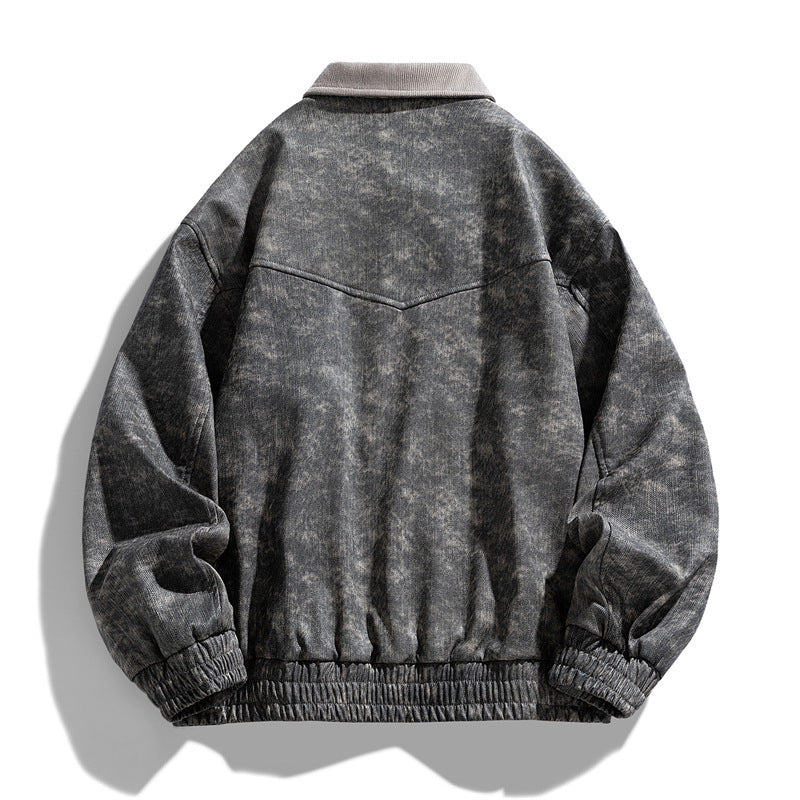 Men's American-style Retro Lapels PU Leather Jacket