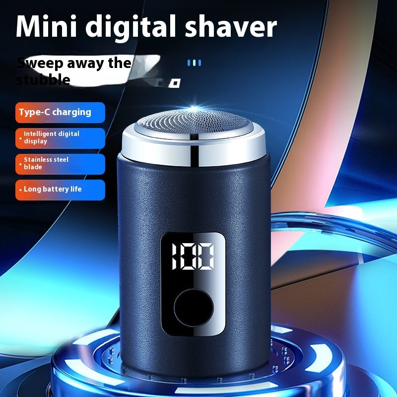 Mini Electric Shaver with Power Display - Rechargeable Men's Grooming