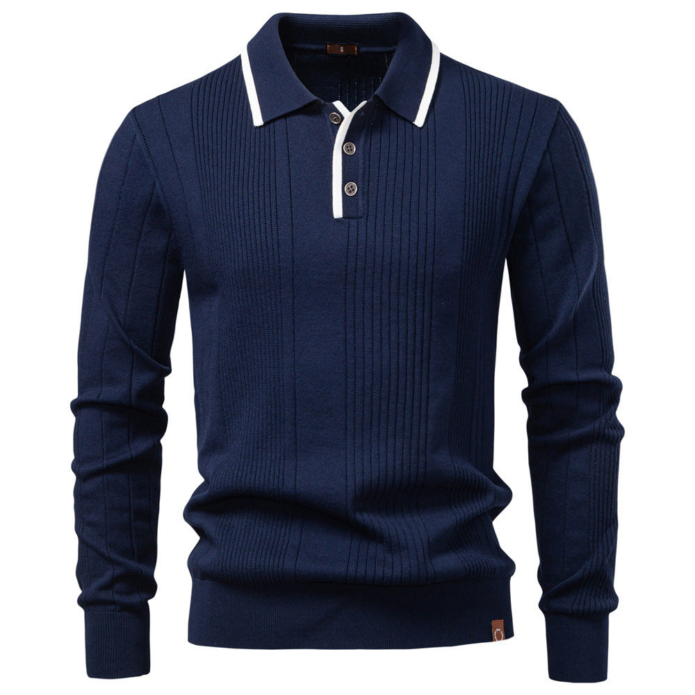 Men's Sweater Lapel Zipper Knitted Sweater
