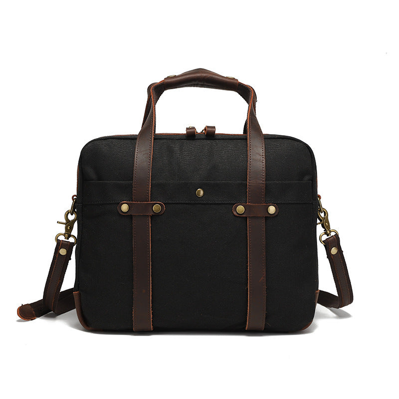Waxed Canvas Vintage Travel Mens Briefcase For Burden Reduction And Business Travel European Retro Style