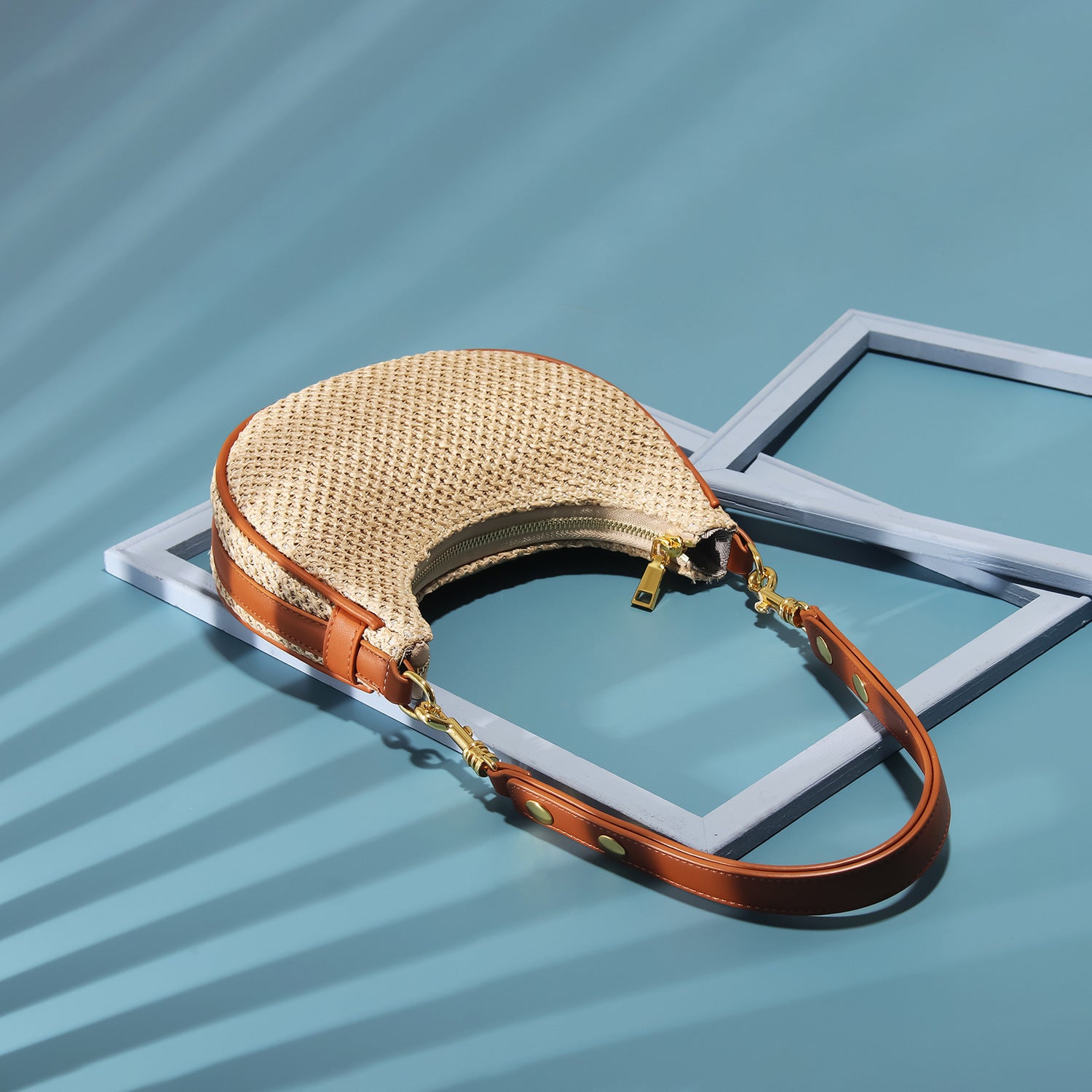 Straw All Match Shoulder Underarm Bag For Women Niche Messenger Bag PU Leather Brown Black