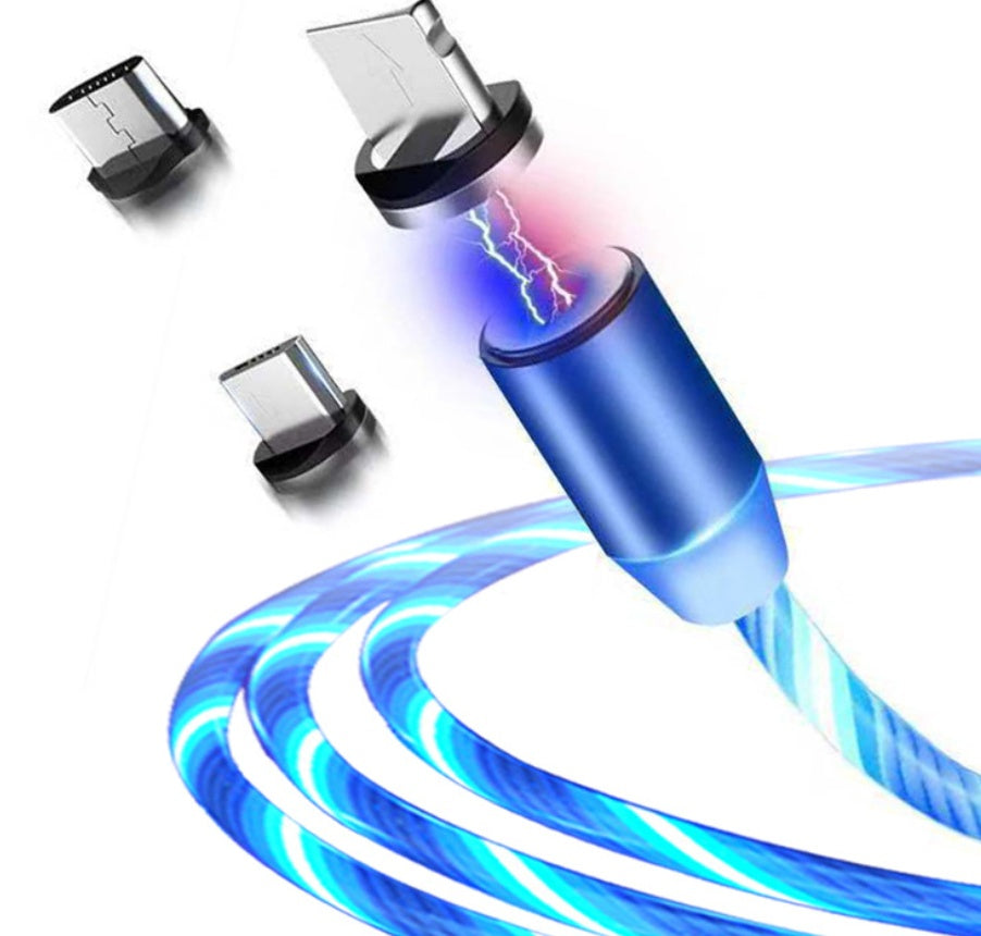 Magnetic Charging Cable 3-in-1 - iPhone Android USB-C with LED Light