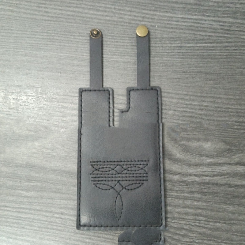 Western Boot Wallet With Snap Strap American Style Ornament Details In Brown Gray Sea Blue Dark Brown Rose Red