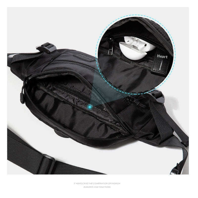 Mens Multifunctional Casual Shoulder Bag Oxford Cloth Wear Resistant 8 Inch Black