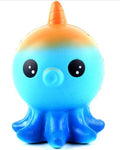 Slow-rising squishy toy rainbow unicorn horn octopus with big glossy black eyes