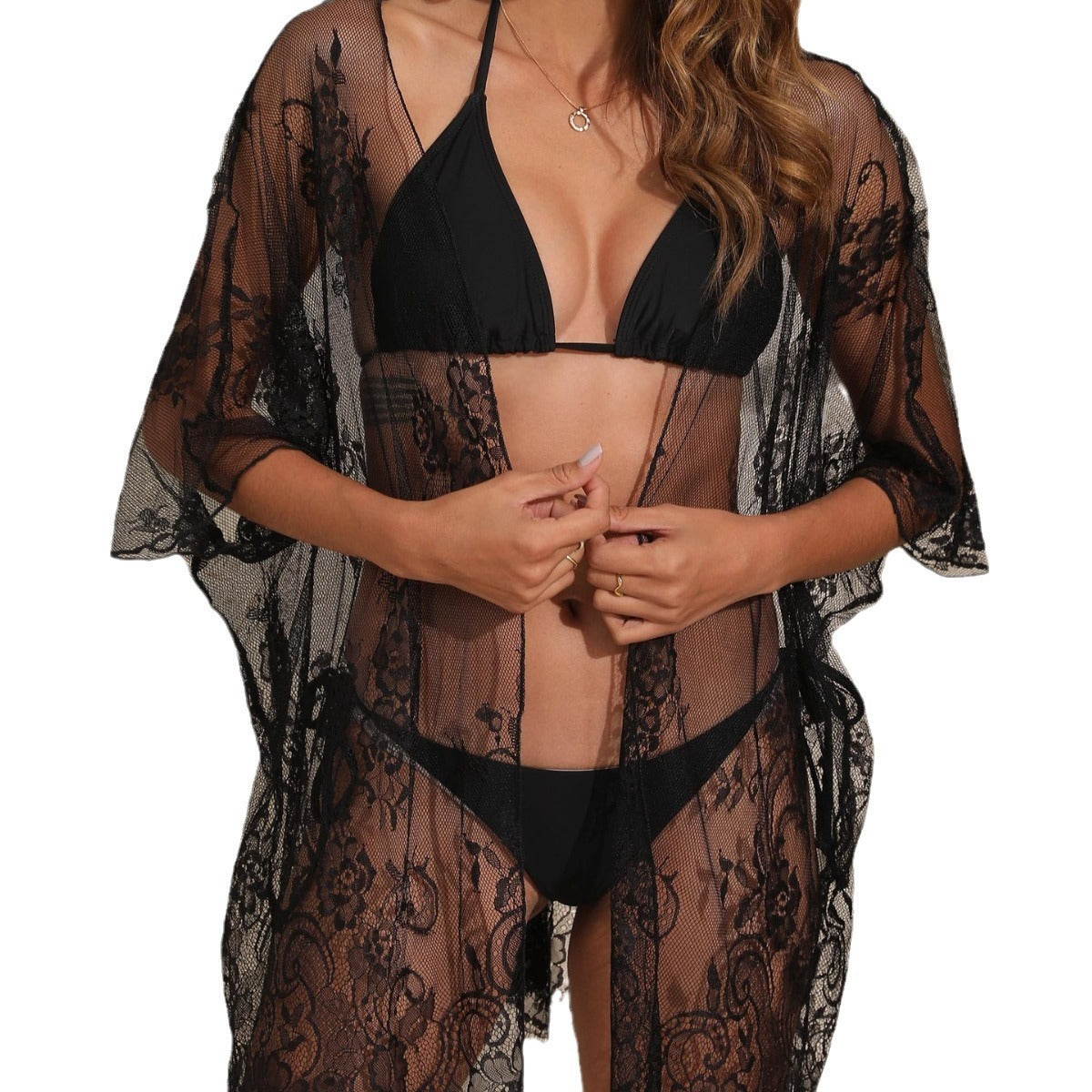 Lace Cardigan Loose Bikini Cover-up Overclothes