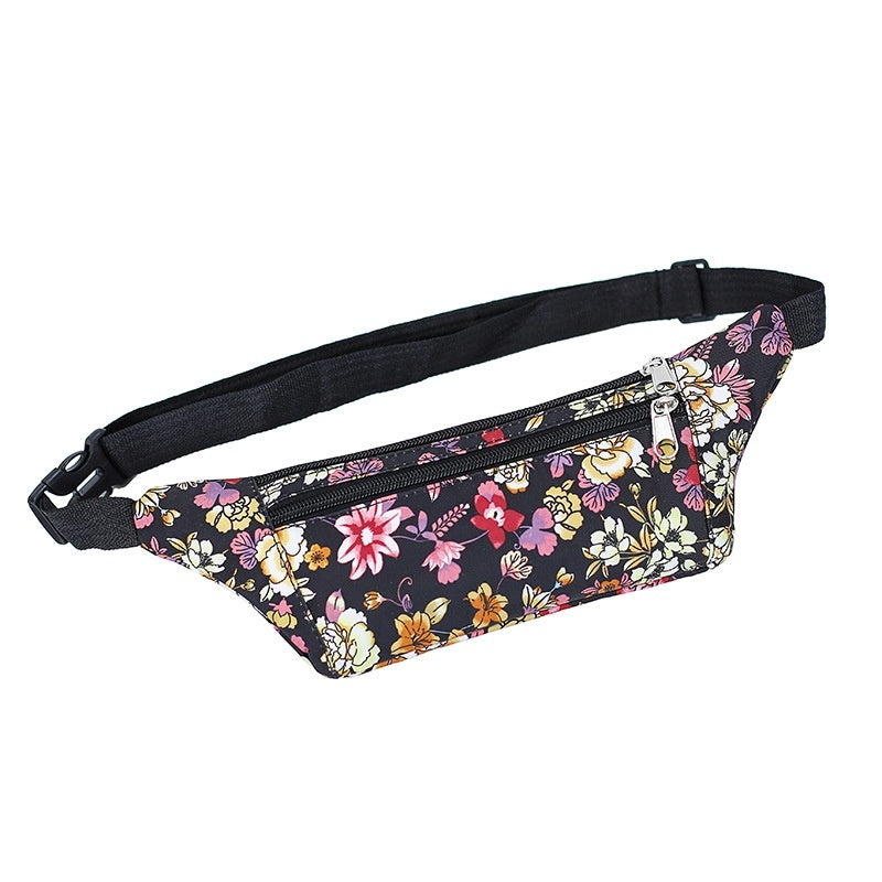 Men Outdoor Running Crossbody Phone Bag Multi Functional Floral Pattern Waterproof Oxford Cloth
