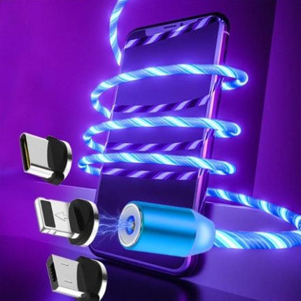 Magnetic Charging Cable 3-in-1 - iPhone Android USB-C with LED Light
