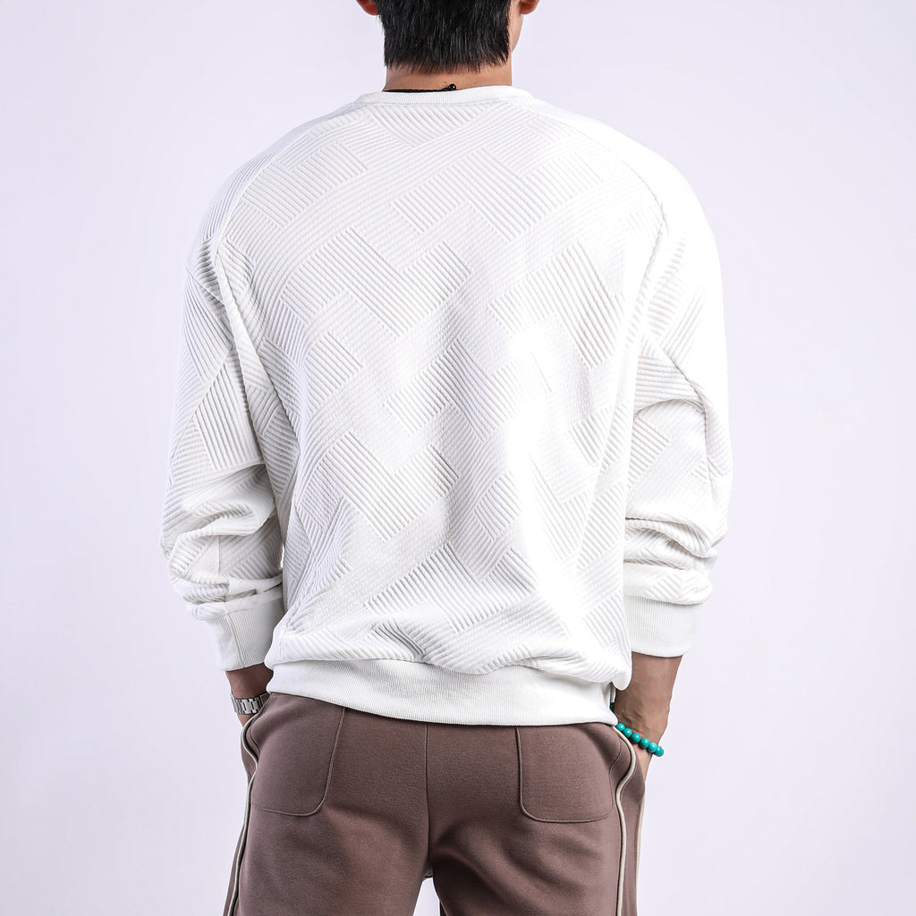 Twill Jacquard Long-sleeved Sweater Men's Spring And Autumn Round Neck