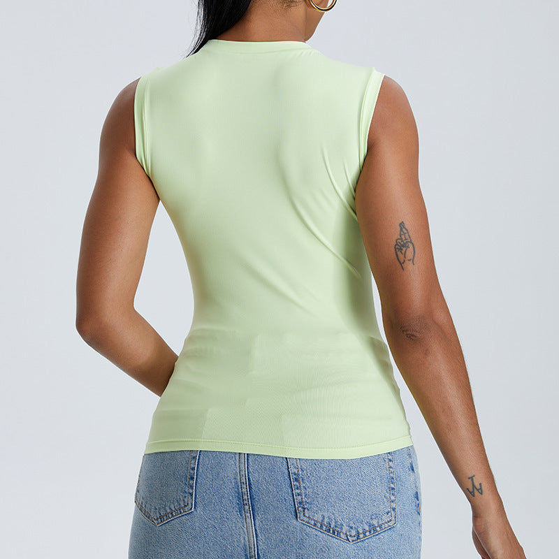 Moisture Wicking Sleeveless Outdoor Sports Vest Nylon Training Top Tight Fit For Workout