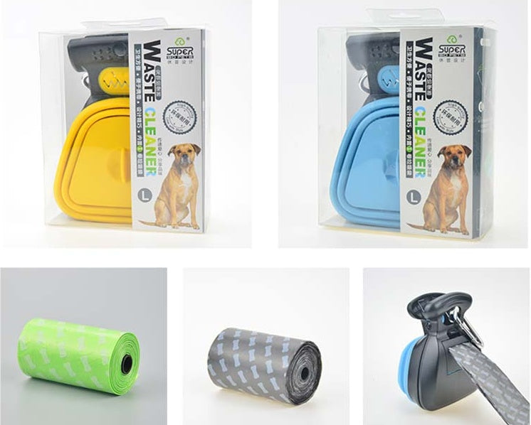 Foldable Dog Pooper Scooper For Travel With 1 Roll Biodegradable Bags Clean Up Excreta Easily