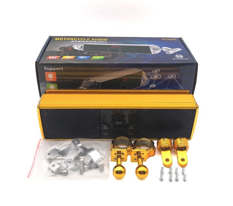 Waterproof Motorcycle Bluetooth Speakers Aluminum Construction for Motorcycles and Electric Vehicles Gold Silver Black